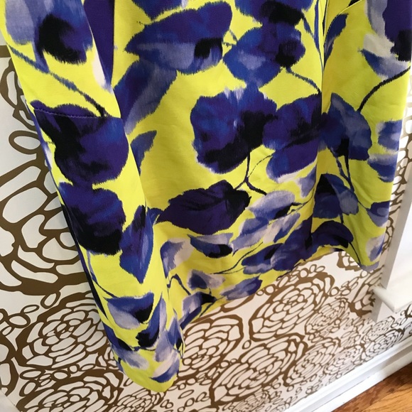 MILLY Yellow Blue Floral Cut Out Cocktail Dress - Picture 3 of 7